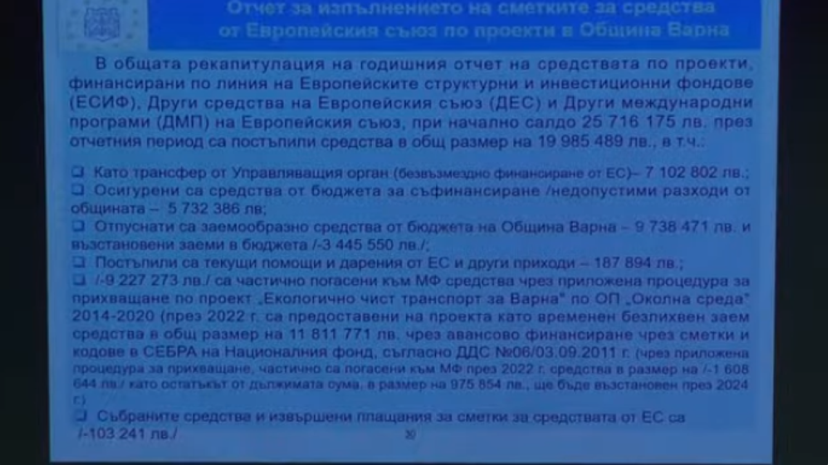 ОБЩИНА ВАРНА ОТЧЕТЕ РАБОТАТА ПО ЕВРОПЕЙСКИ ПРОГРАМИ И ПРОЕКТИ