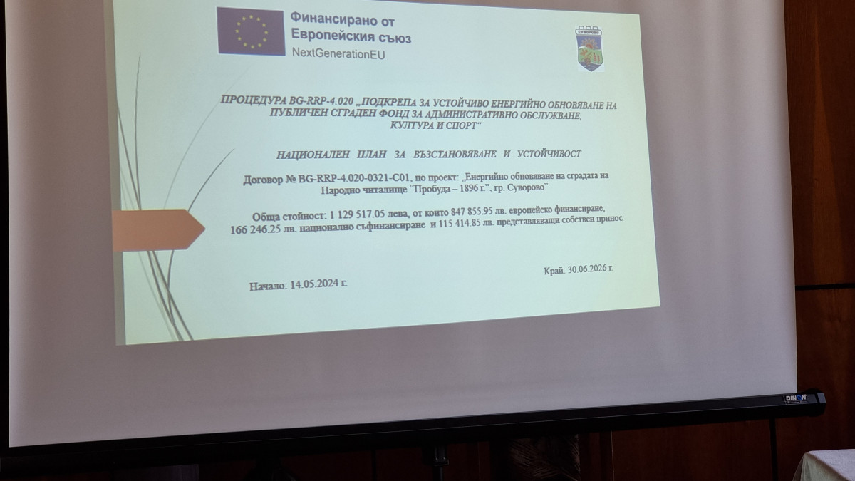 ПО ПРОЕКТ СЛАГАТ ФОТОВОЛТАИЦИ НА ЧИТАЛИЩЕ В СУВОРОВО